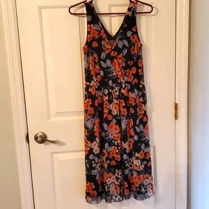 Navy floral print tank sundress.